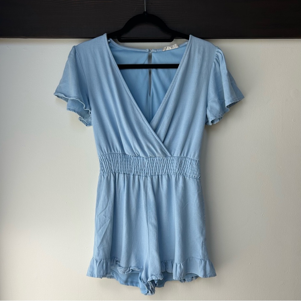 Altar’d State Light Blue Short Sleeve Romper Dress